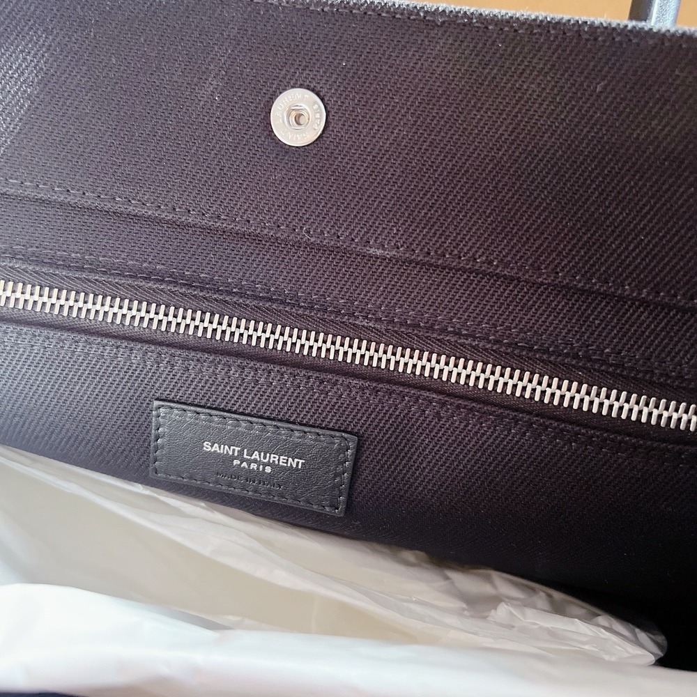 YSL Saint Laurent Rive Gauche Canvas Black Leather Tote Large NEW Authentic - Picture 9 of 10
